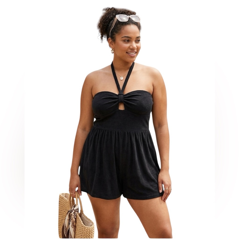 Wild Fable Black Halter Romper Swim Cover Up Size: XL